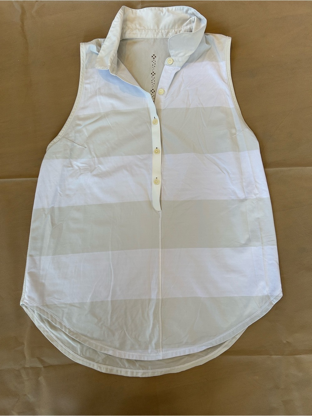 Lululemon Hot Hitter Sleeveless Polo - Cream and White Stripped